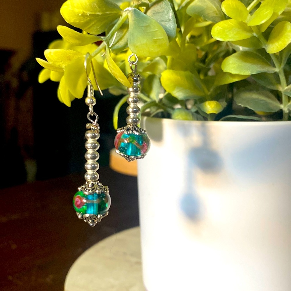 Handmade lamp work earrings 925